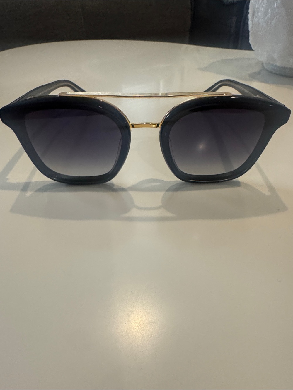 KREWE Coliseum Nylon Black Frame Sunglasses with Gold Bridge